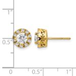 14k Yellow Gold 1 carat Lab Grown Diamond VS/SI+ G+ Halo Post Earrings - Image 4