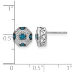 14k White Gold Fancy 1/4 carat White and Blue Diamond Octagon Post Earrings - Image 4