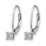 14k White Gold 1/20 carat Diamond Cluster Leverback Earrings - Image 2
