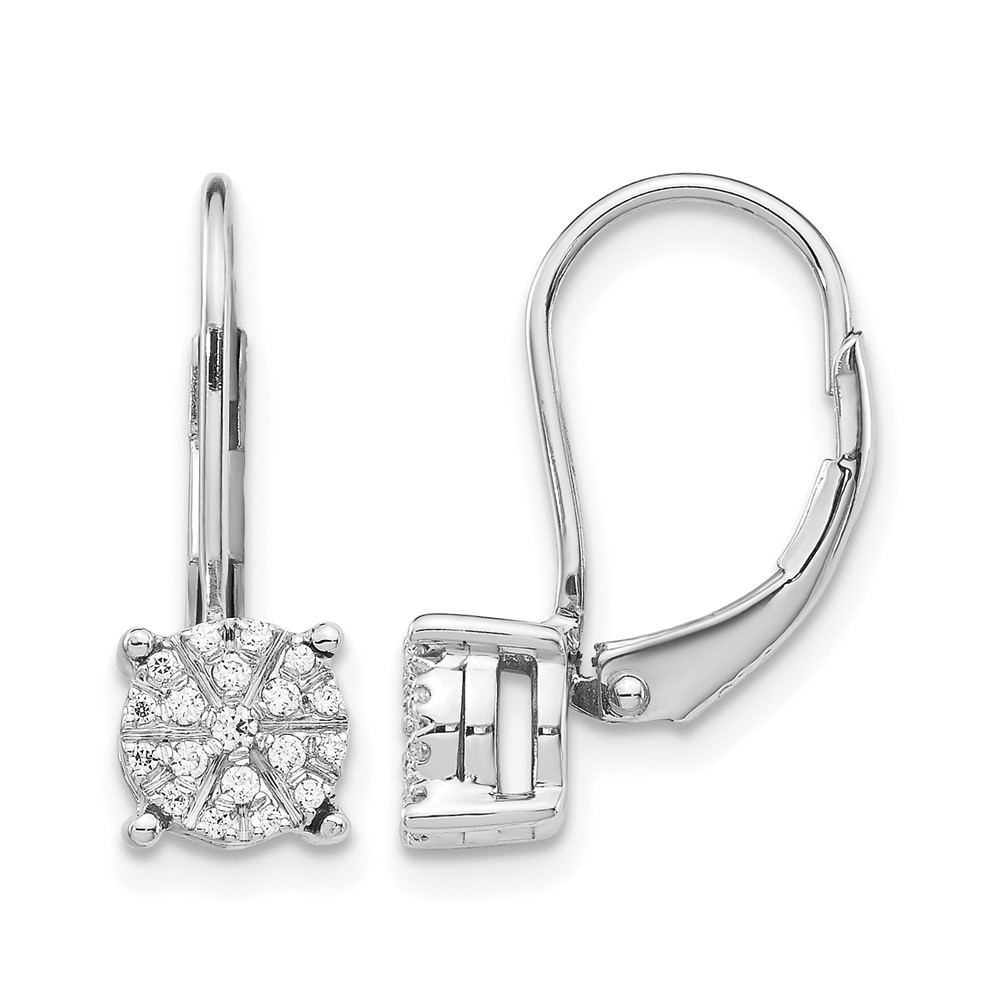 EM5489-016-WA.jpg 14k White Gold 1/6 carat Diamond Cluster Leverback Earrings - Image 1