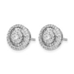 14k White Gold 1/2 carat Diamond Cluster Post Earrings - Image 2