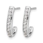 10k White Gold Diamond J-Hoop Post Earrings - Image 2