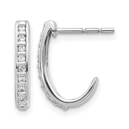 14k White Gold 1/5 carat Lab Grown Diamond VS/SI+ G+ Complete J-Hoop Post Earrings