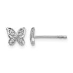 14k White Gold Diamond Butterfly Post Earrings