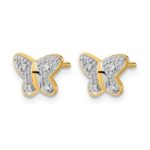 14k w/Rhodium Diamond Butterfly Post Earrings - Image 2
