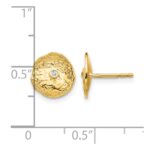 14k Small Textured Circle Diamond Post Earrings - Image 4