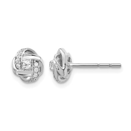 14k White Gold 1/8 carat Diamond Love Knot Post Earrings