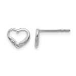 14k White Gold Diamond Heart Post Earrings