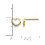 14k and Rhodium Diamond Heart Post Earrings - Image 4