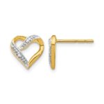 14k and Rhodium Marquise Diamond Heart Post Earrings