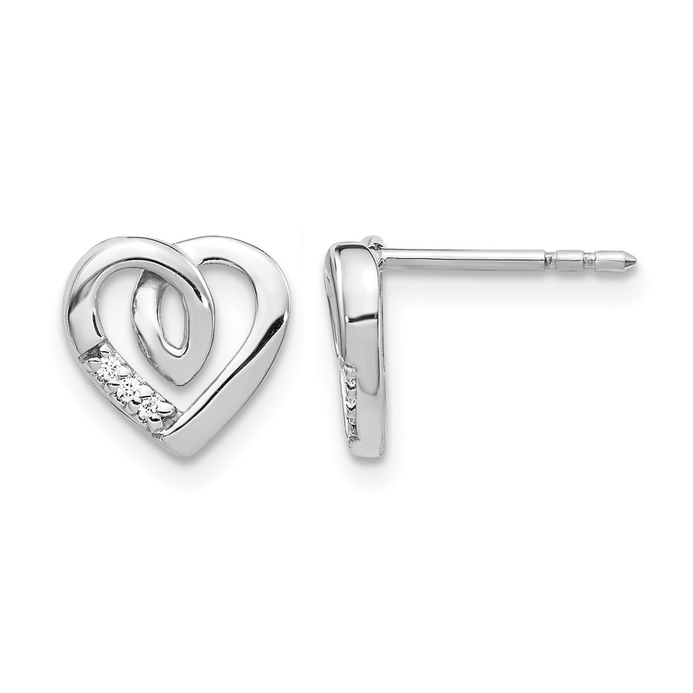 EM5520-003-WA.jpg 14k White Gold Diamond Heart Post Earrings - Image 1