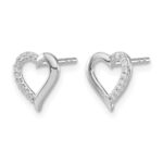 14k White Gold Diamond Heart Earrings - Image 2
