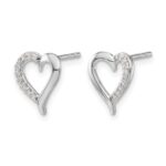 14k White Gold Diamond Heart Earrings - Image 2