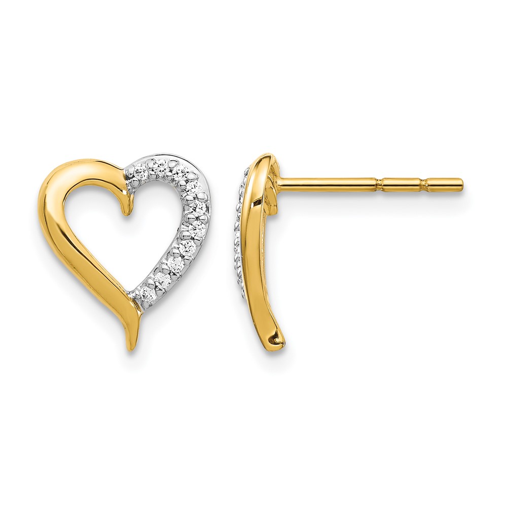 EM5521-010-YA.jpg 14k Gold Diamond Heart Post Earrings - Image 1