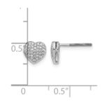 14k White Gold Diamond Heart Screw Back Post Earrings - Image 4