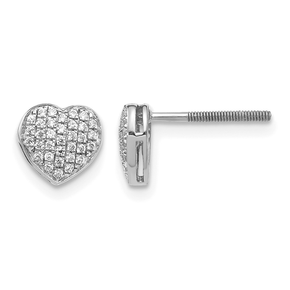 EM5525-020-WA.jpg 14k White Gold Diamond Heart Screw Back Post Earrings - Image 1