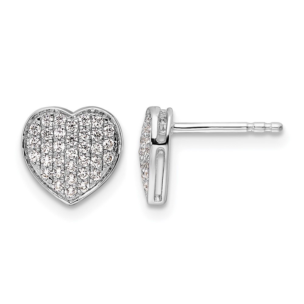 EM5525-033-WA.jpg 14k White Gold Diamond Heart Post Earrings - Image 1