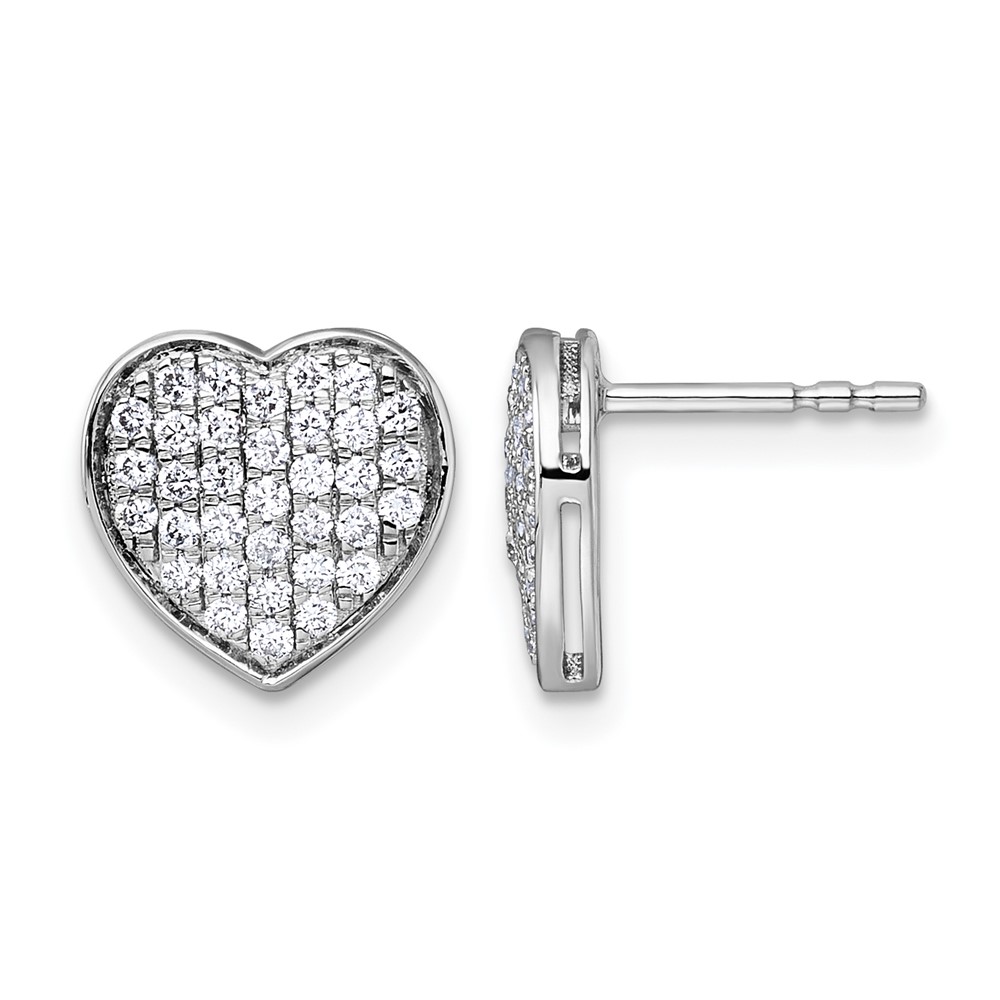 EM5525-050-WA.jpg 14k White Gold 1/2ct. Diamond Heart Post Earrings - Image 1
