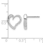 14k White Gold Diamond Heart Post Earrings - Image 4