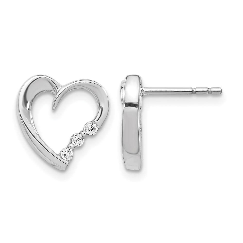 EM5528-013-WA.jpg 14k White Gold Diamond Heart Post Earrings - Image 1