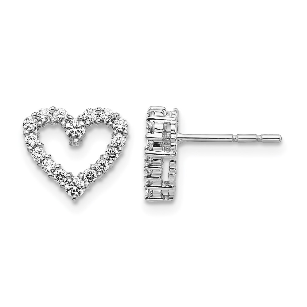 EM5529-033-WA.jpg 14k White Gold Diamond Heart Earrings - Image 1