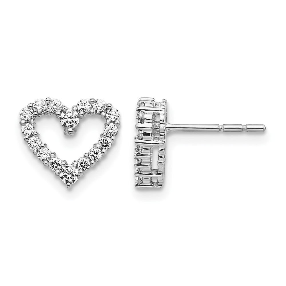 EM5529-050-WA.jpg 10k White Gold 1/2 carat Lab Grown Diamond VS/SI+ G+ Complete Heart Post Earrings - Image 1