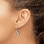 14k Yellow and White Gold Diamond Heart Leverback Earrings - Image 3