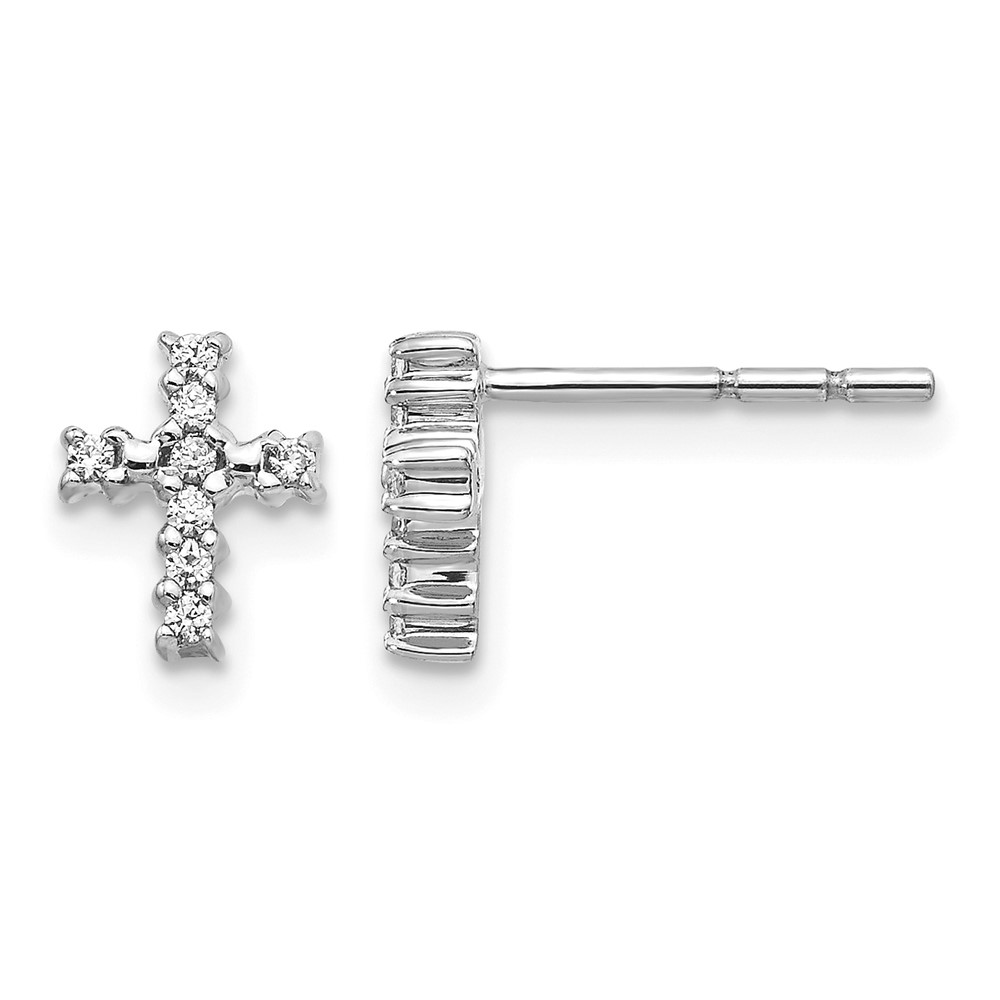 EM5533-010-1WA.jpg 10k White Gold Polished Diamond Cross Post Earrings - Image 1