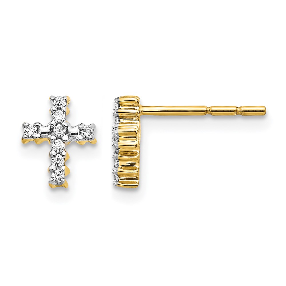 EM5533-010-1YA.jpg 10k Gold Polished Diamond Cross Post Earrings - Image 1
