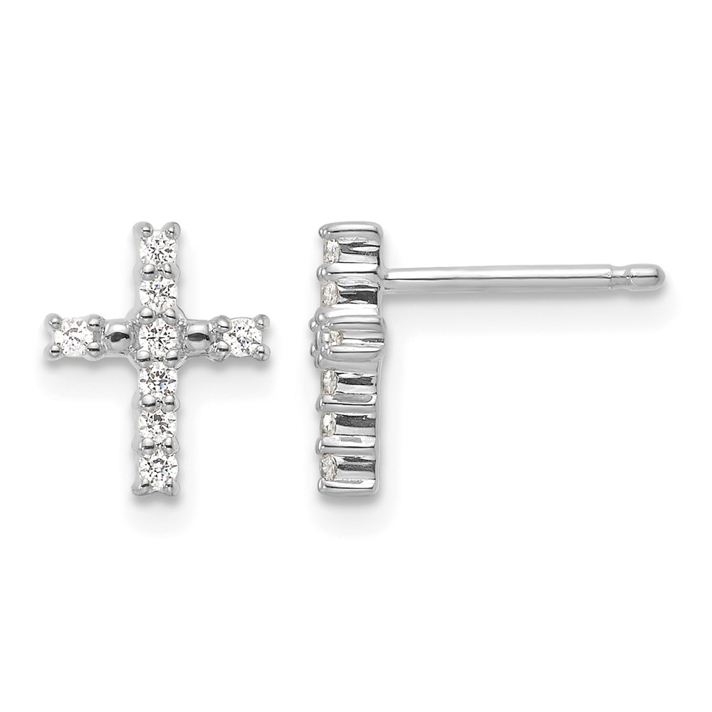 EM5533-015-WA.jpg 14k White Gold Polished Diamond Cross Post Earrings - Image 1