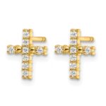 14k Gold Polished Diamond Cross Post Earrings - Image 2