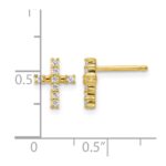 14k Gold Polished Diamond Cross Post Earrings - Image 4