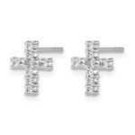 14k White Gold 1/5 carat Lab Grown Diamond VS/SI+ G+ Cross Post Earrings - Image 2