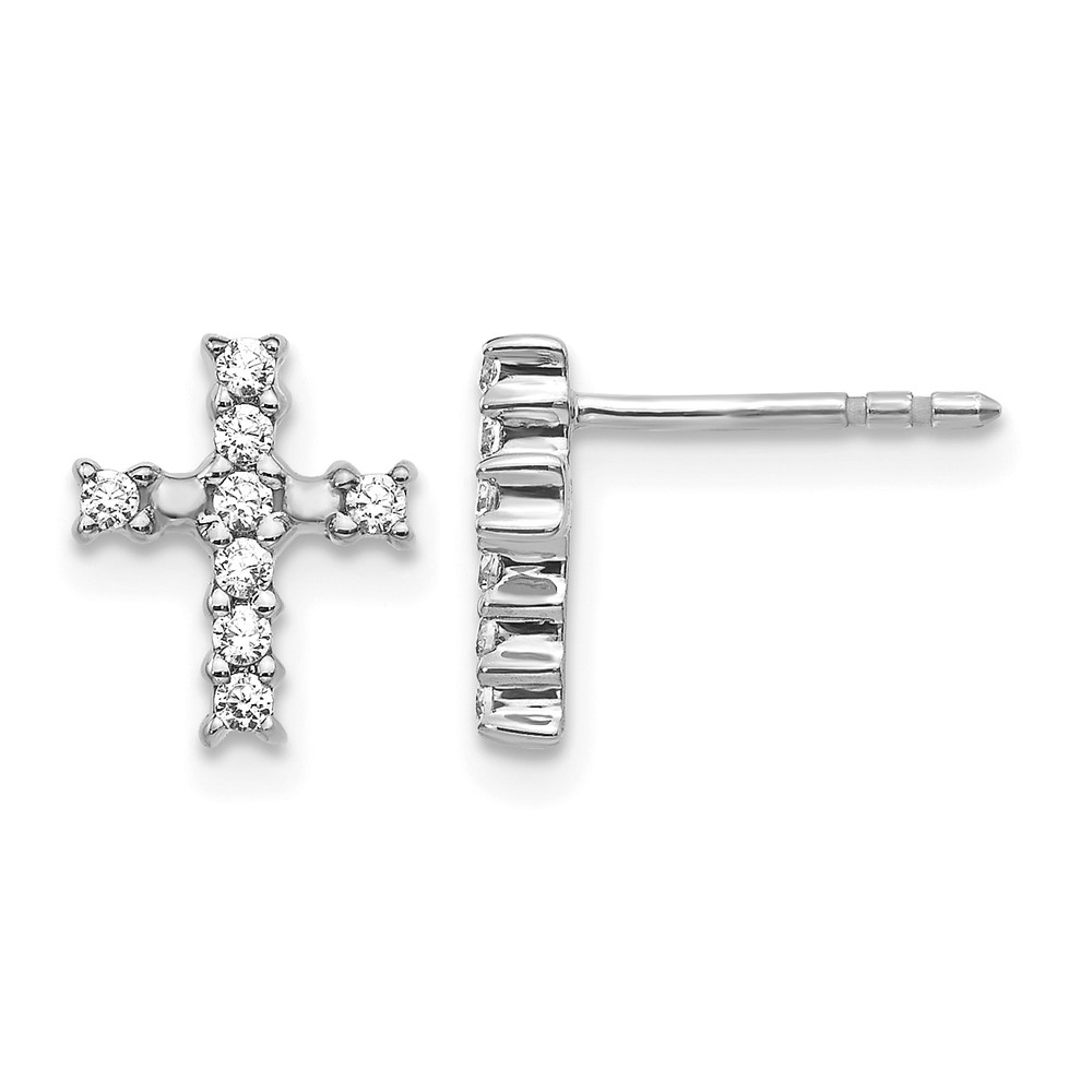 EM5533-020-WA.jpg 14k White Gold Polished Diamond Cross Post Earrings - Image 1