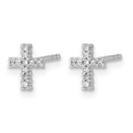 10k White Gold Polished Diamond Cross Post Earrings - Image 2