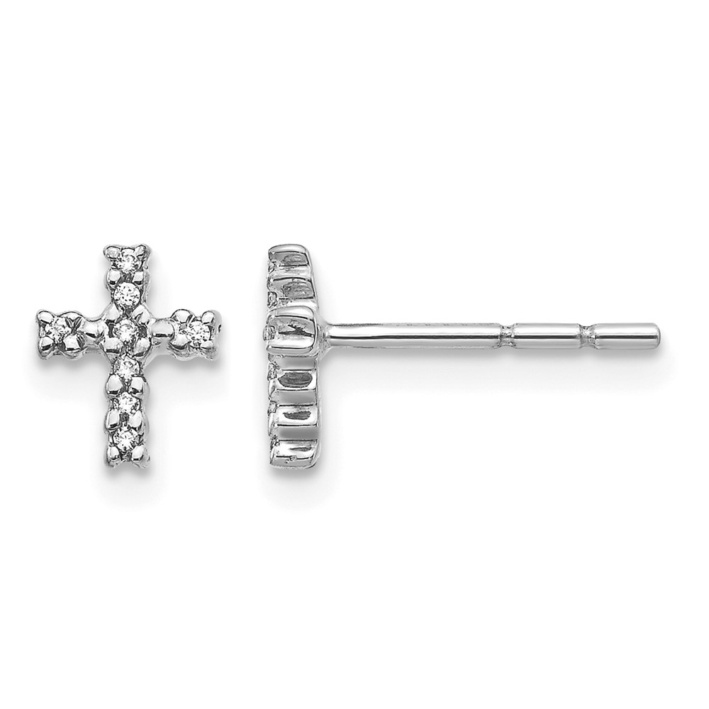 EM5534-005-1WA.jpg 10k White Gold Polished Diamond Cross Post Earrings - Image 1