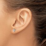 14k White Gold Polished Diamond Cross Post Earrings - Image 3