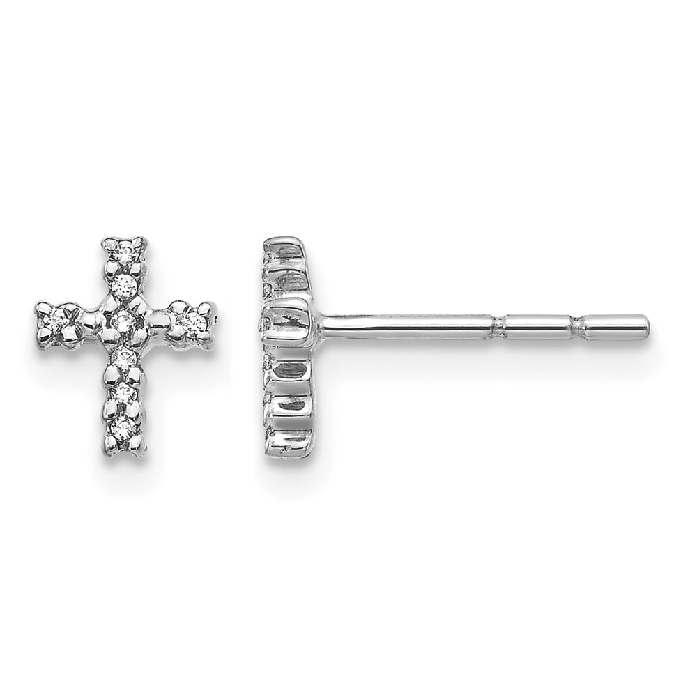 EM5534-005-WA.jpg 14k White Gold Polished Diamond Cross Post Earrings - Image 1