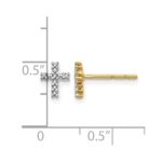 14k w/Rhodium Diamond Cross Post Earrings - Image 4