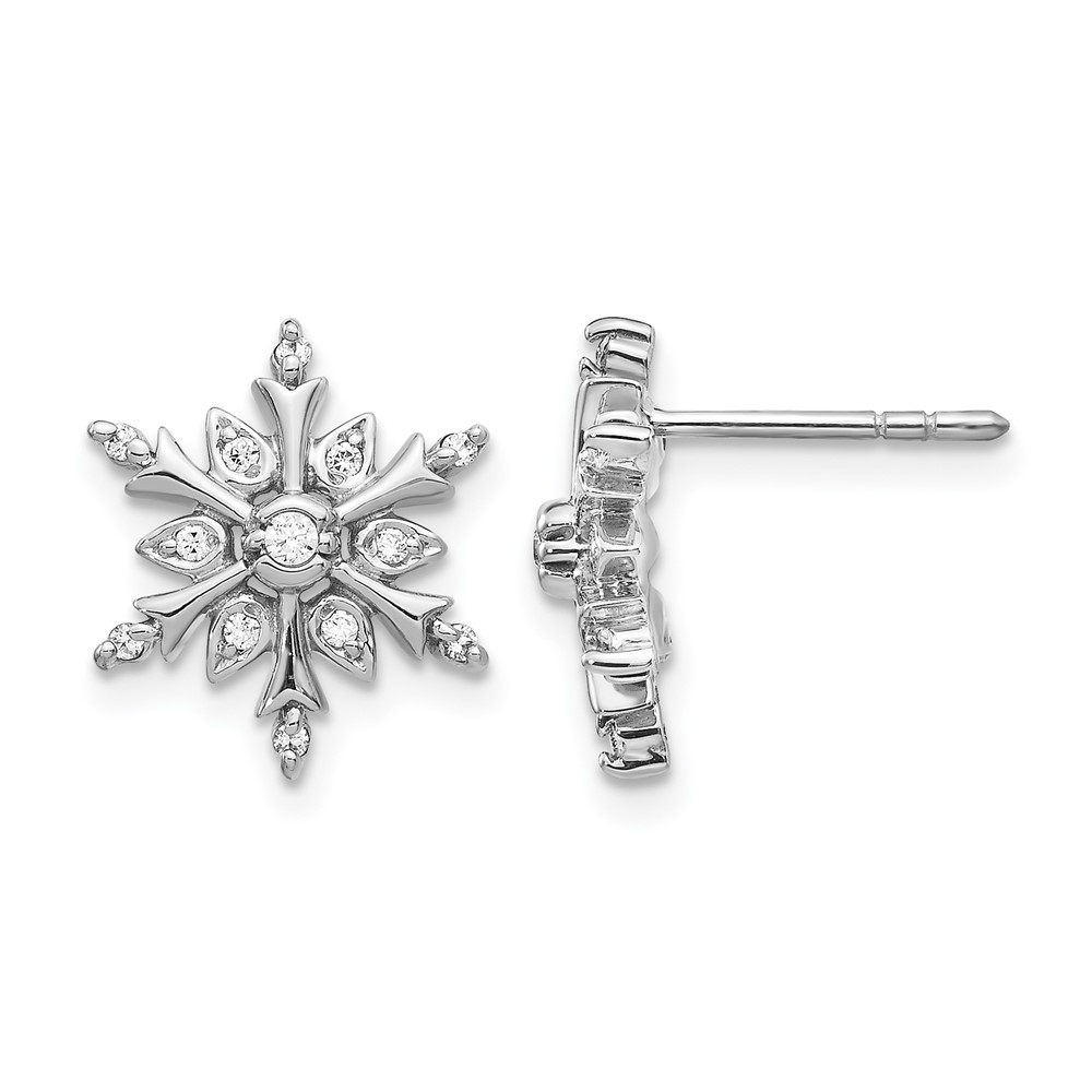 EM5539-016-WA-1.jpg 14k White Gold 1/6 carat Lab Grown Diamond VS/SI+ G+ Complete Snowflake Post Earrings - Image 1