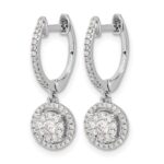 14k White Gold 1/2 carat Lab Grown Diamond VS/SI+ G+ Complete Halo Hinged Hoop Earrings - Image 2
