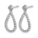 14k White Gold 1/4 carat Diamond Teardrop Dangle Post Earrings - Image 2