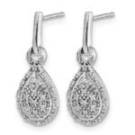 14k White Gold 1/6 carat Diamond Teardrop Dangle Post Earrings - Image 2