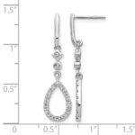 14k White Gold 1/4 carat Diamond Teardrop Dangle Post Earrings - Image 4