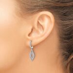 14k White Gold 1/2 carat Diamond Teardrop Hinged Dangle Earrings - Image 3
