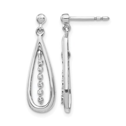 10k White Gold Diamond Teardrop Post Earrings