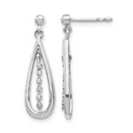 14k White Gold 1/20 carat Diamond Teardrop Dangle Post Earrings