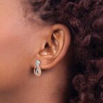 14k White and Rose Gold 1/5 carat Diamond Teardrop Post Dangle Earrings - Image 3