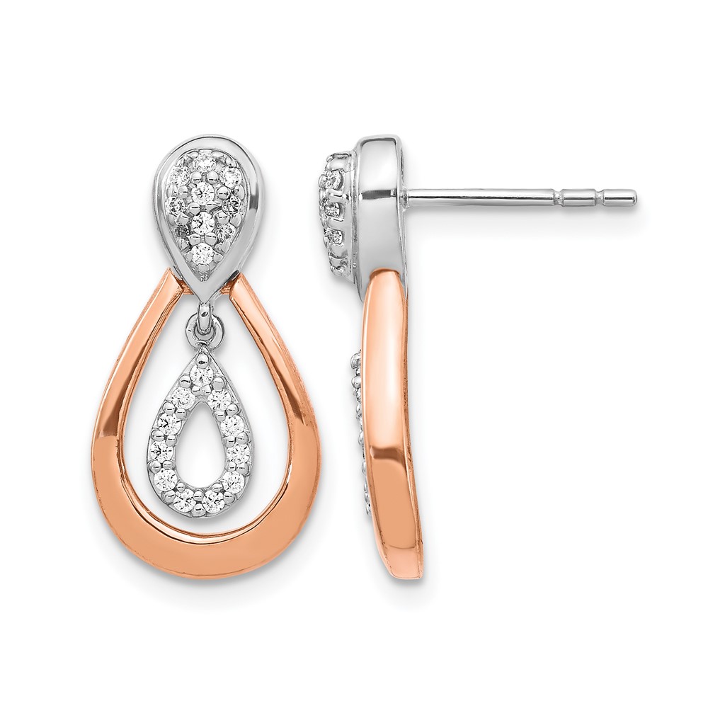 EM5565-020-WRA.jpg 14k White and Rose Gold 1/5 carat Diamond Teardrop Post Dangle Earrings - Image 1