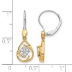 14k Two-tone 1/15 carat Diamond Teardrop Dangle Leverback Earrings - Image 4